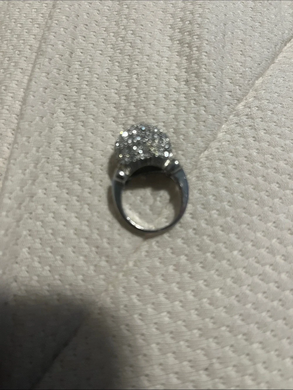 Crystal Pavé Dome Cocktail Ring in Silver